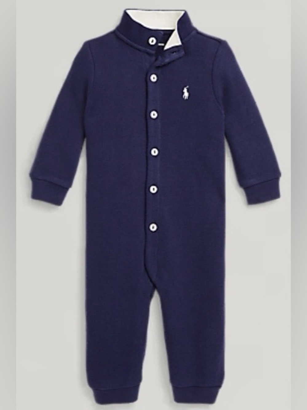 Ralph Lauren Infant Sz 3 Mo Navy French-Rib Coverall One Piece